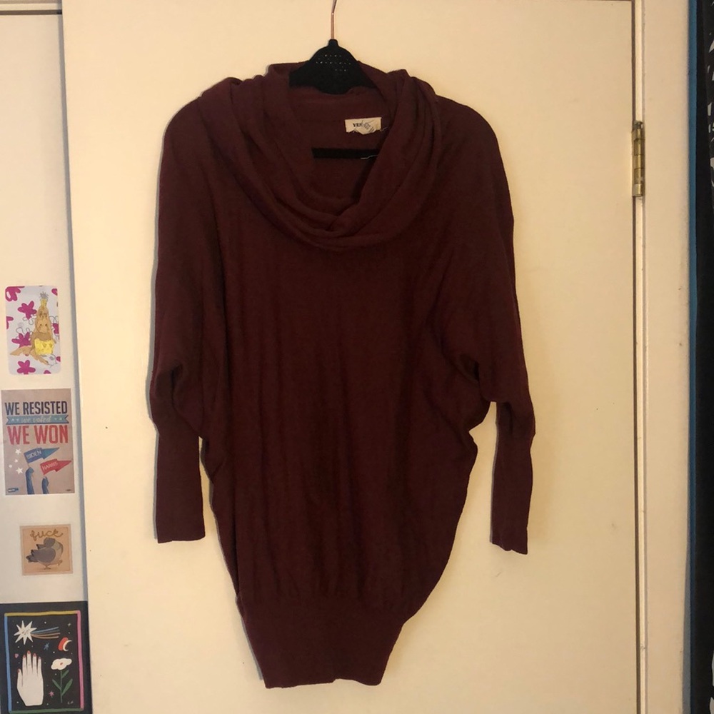 Maroon Scoop-Neck Sweater, Size M